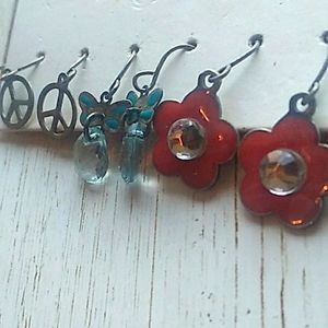 Earring Set! Butterfly flower peace